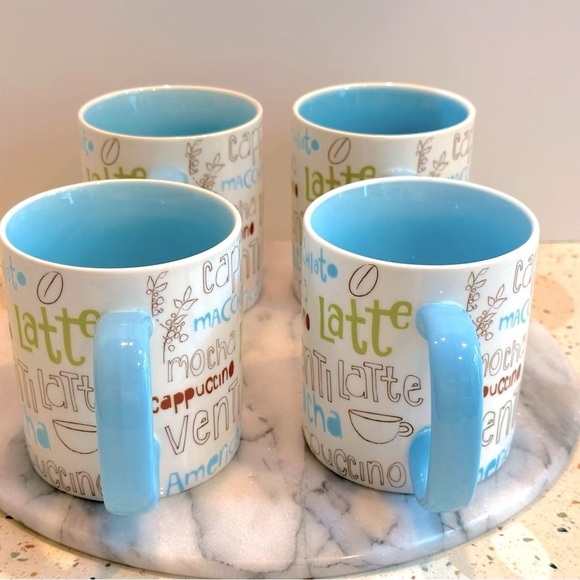 Vintage 2007 Starbucks Blue Coffee Script Large Coffee Mug Set - Picture 6 of 6